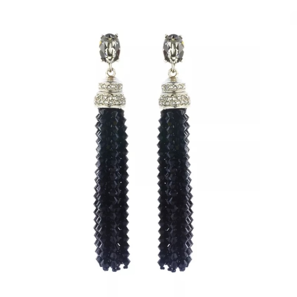 Oscar de la Renta earrings black Swarovski